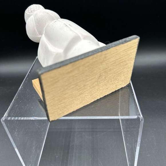 Ceramic Japanese Doll Dressed in Kimono Standing on Wood Platform - Picture 5 of 5